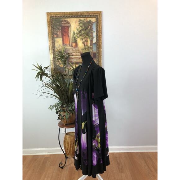 R & M Richards Women Dress Plus 18W Boho Vacation Resort Short Sleeve Zip Back - Picture 5 of 10